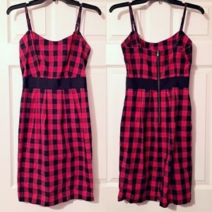 Betsey Johnson Size 6 Pink & Black Plaid Dress